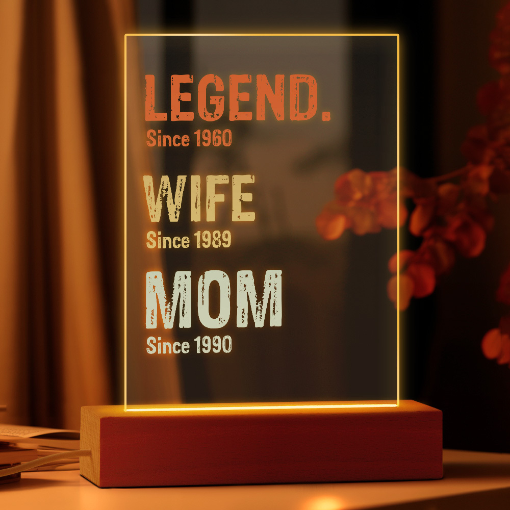 Custom "Legend Wife & Mom" Night Light - Personalized Family Timeline Gift