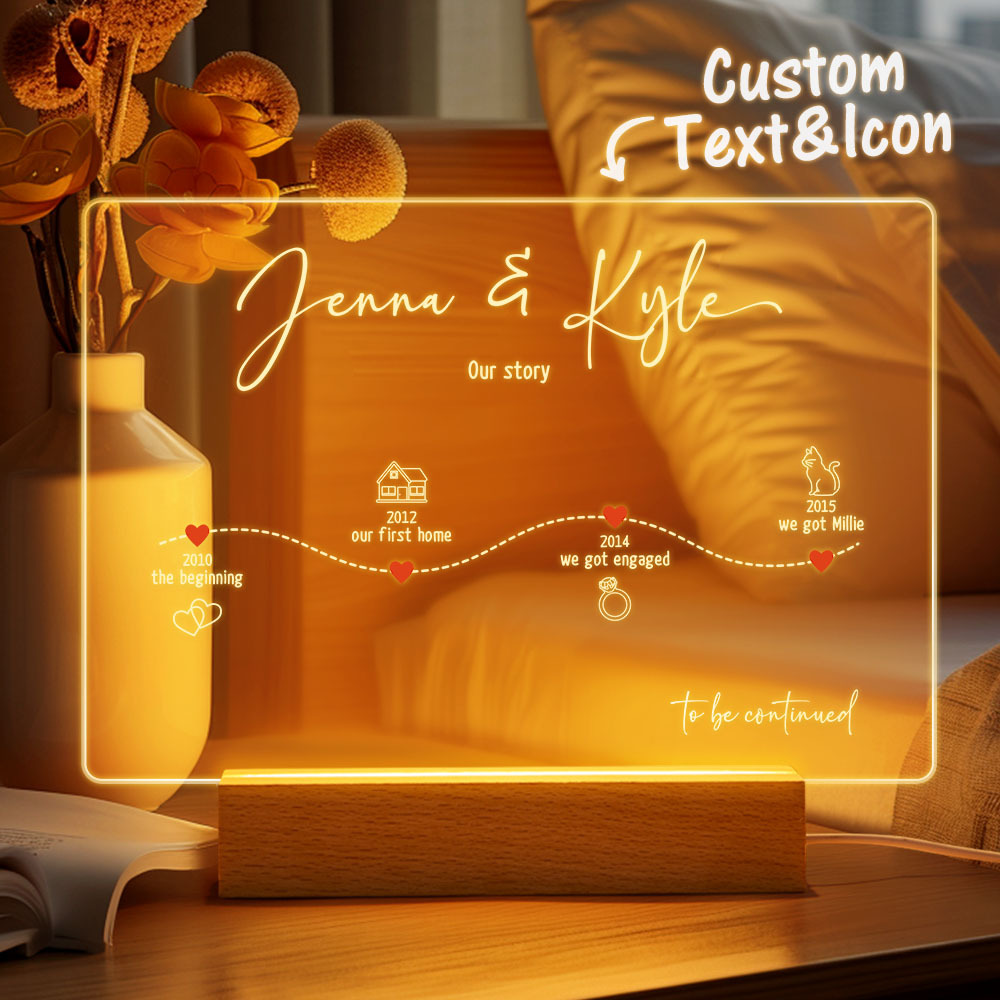 Custom Name&Date Couple Loving Timeline Night Light, Valentine's Day Gift, Gift For Couple, Girlfriend, Boyfriend