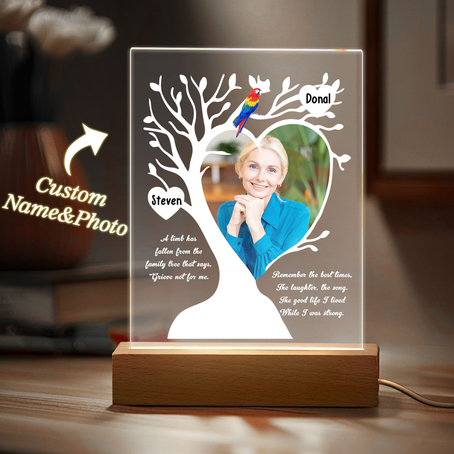 Custom Name & Photo Family Tree Mother's Day Night Light, Mother's Day Gift
