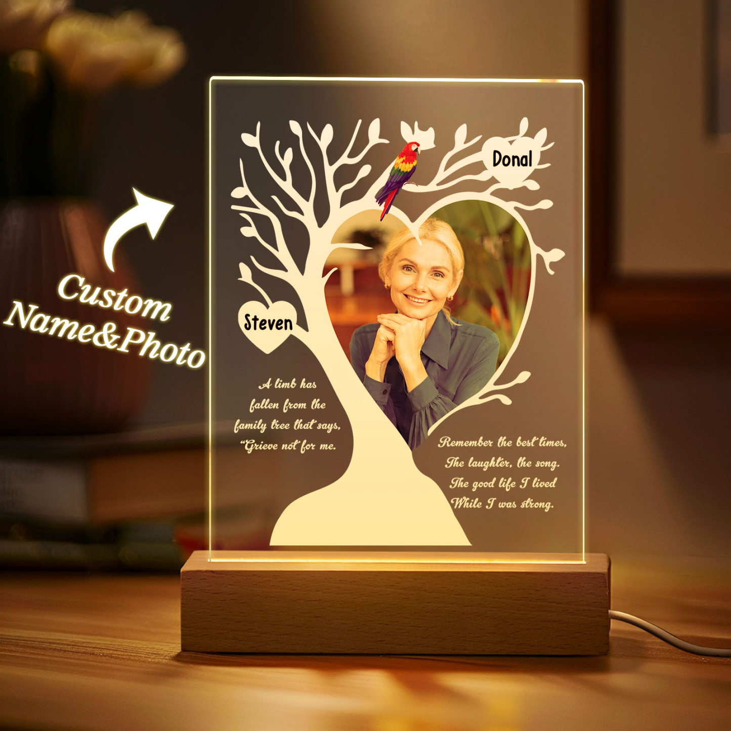 Custom Name & Photo Family Tree Mother's Day Night Light, Mother's Day Gift