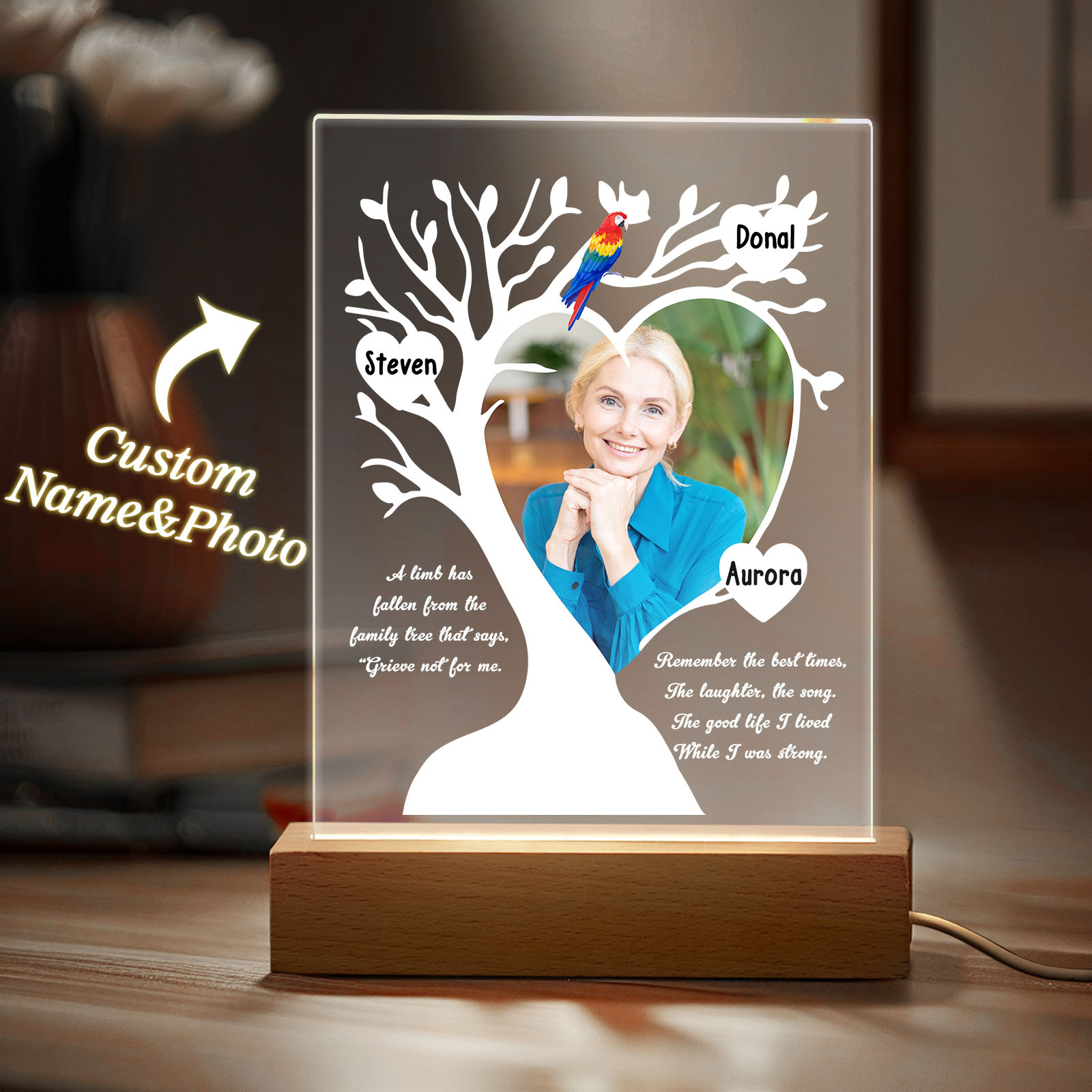 Custom Name & Photo Family Tree Mother's Day Night Light, Mother's Day Gift
