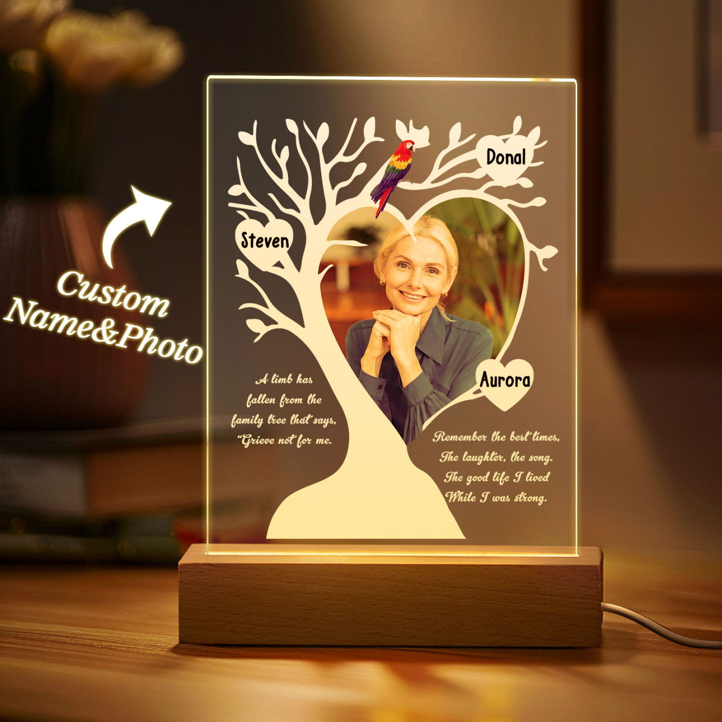 Custom Name & Photo Family Tree Mother's Day Night Light, Mother's Day Gift