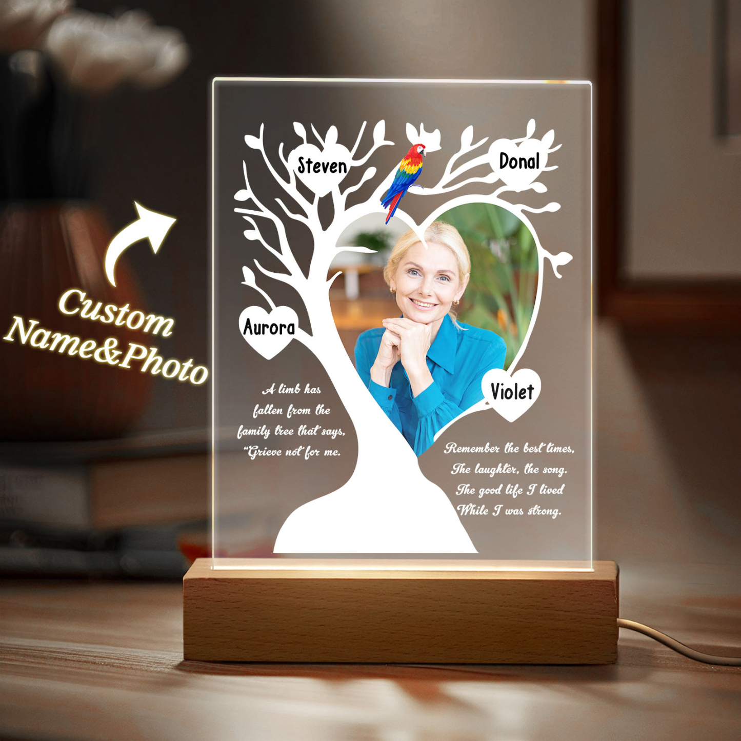 Custom Name & Photo Family Tree Mother's Day Night Light, Mother's Day Gift