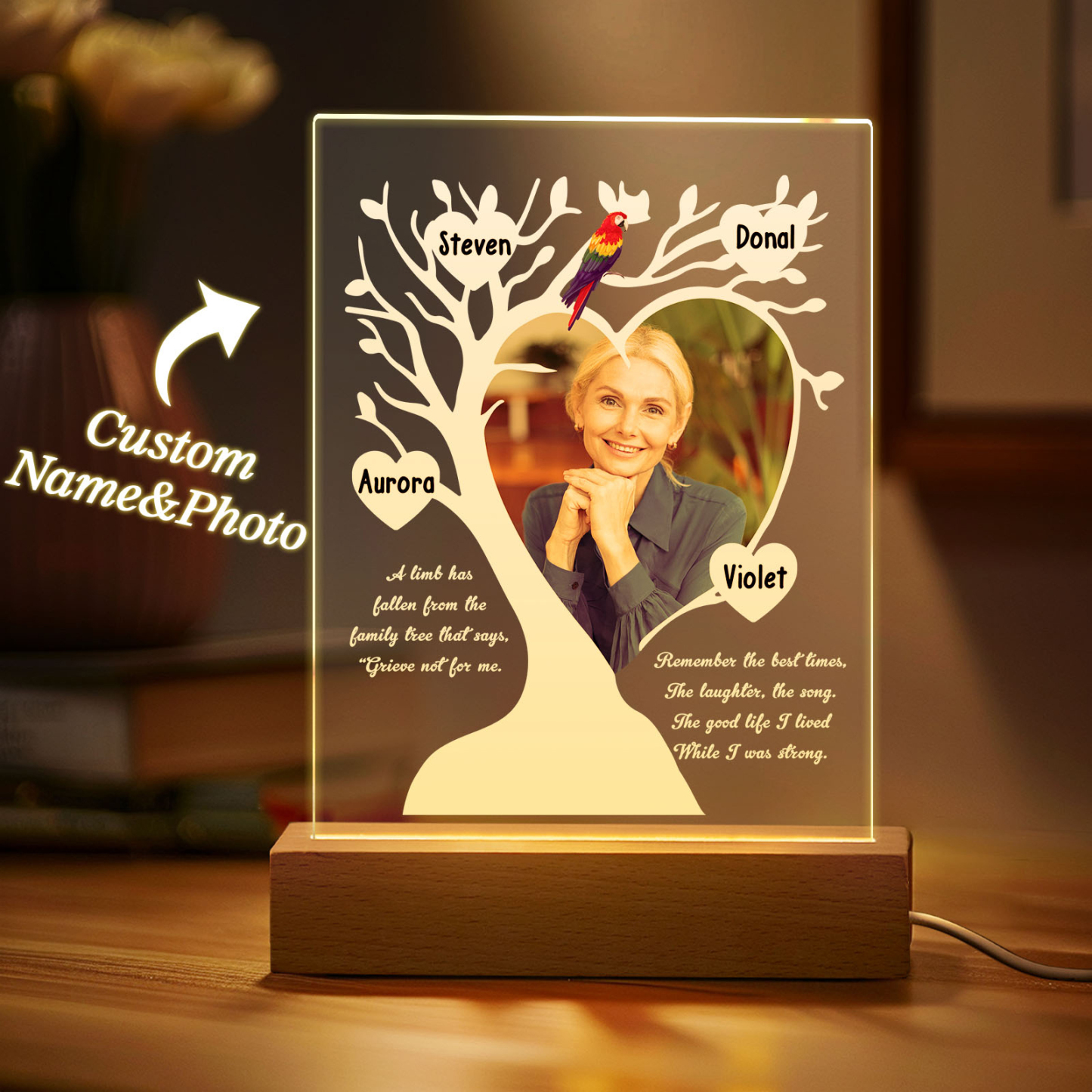 Custom Name & Photo Family Tree Mother's Day Night Light, Mother's Day Gift