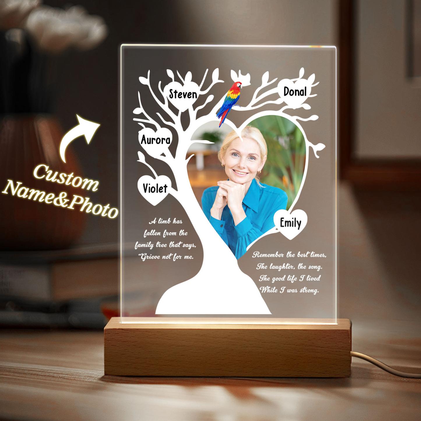 Custom Name & Photo Family Tree Mother's Day Night Light, Mother's Day Gift