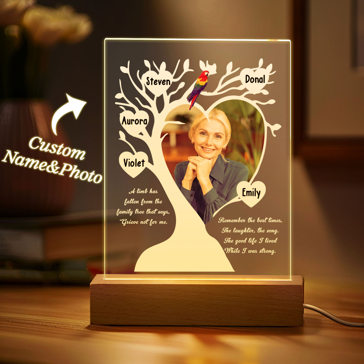 Custom Name & Photo Family Tree Mother's Day Night Light, Mother's Day Gift