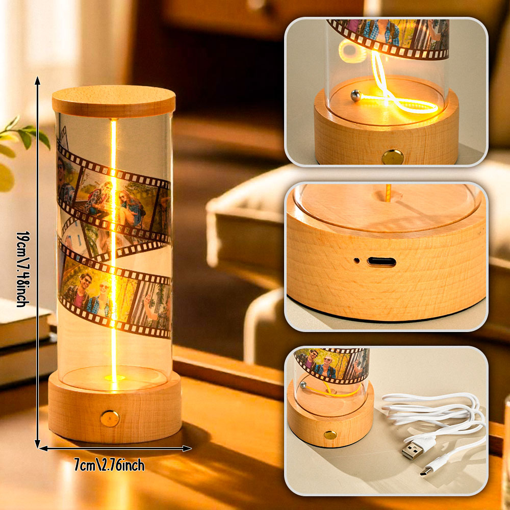Custom 7 Photos Night Light Floating Warm LED Desk Lamp with USB Magnetic Suspension Lamp