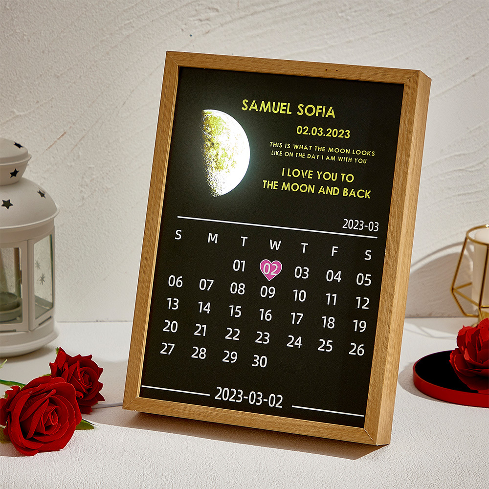 Personalized Lunar Phase Calendar Lamp