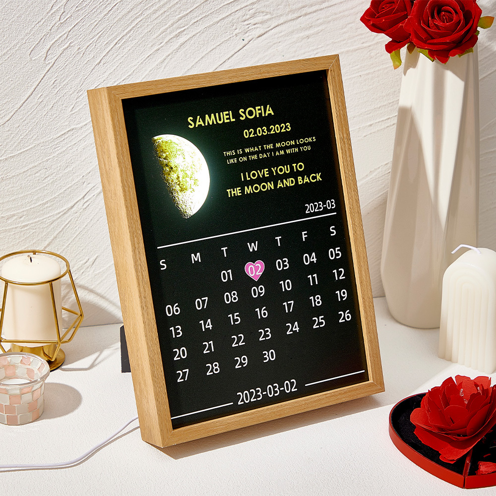 Personalized Lunar Phase Calendar Lamp