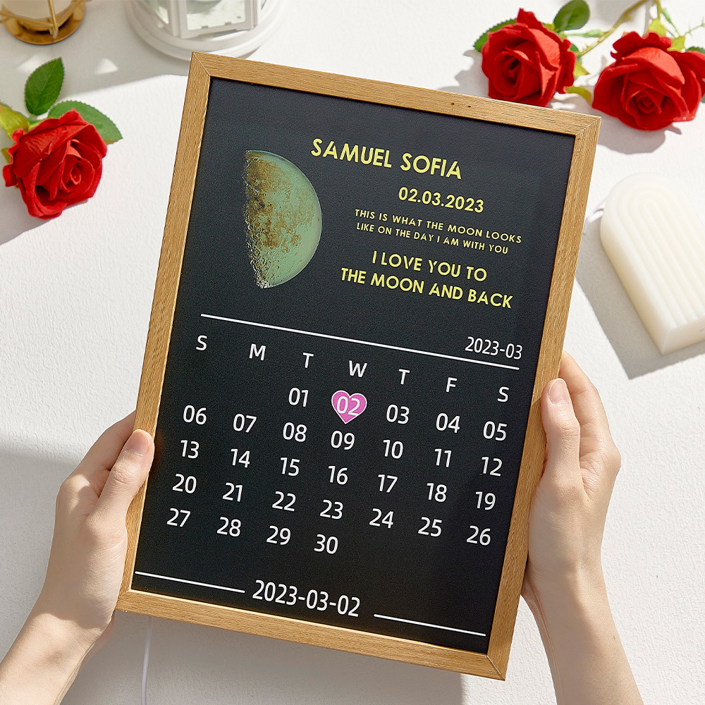 Personalized Lunar Phase Calendar Lamp