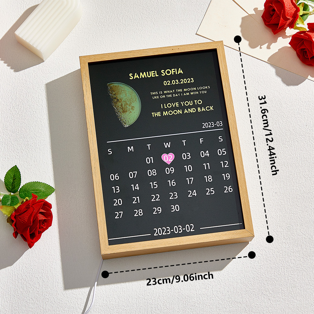 Personalized Lunar Phase Calendar Lamp