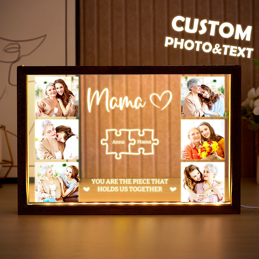 Custom Mother's Day Photo Frame Light Personalized Family Puzzle Light