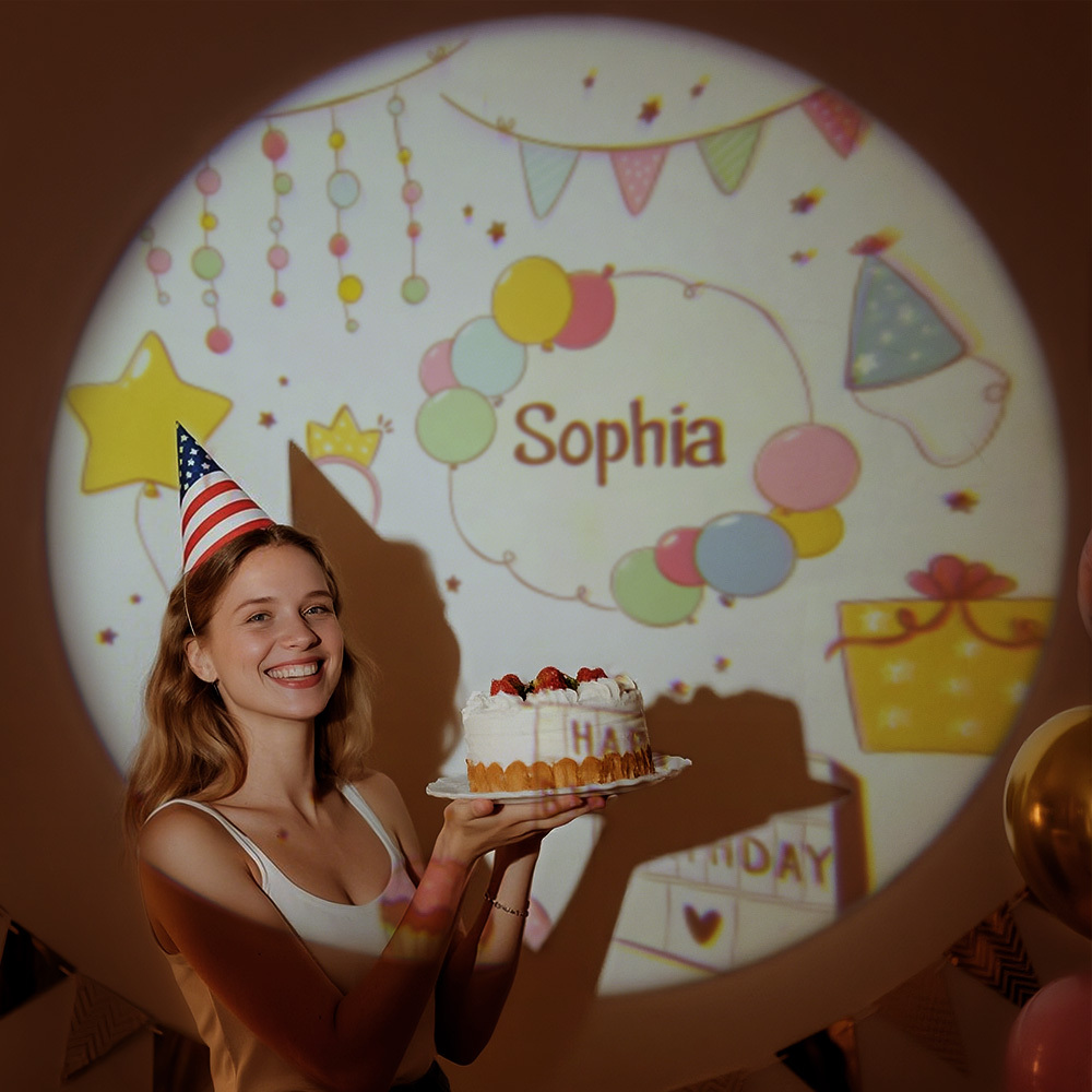 Custom Name Birthday Projector Light, Custom Name Night Light for Celebrations
