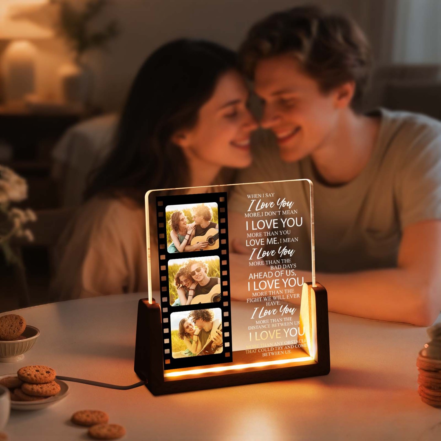 Valentine's Gifts Personalized Photos Acrylic Led Night Light Gift for Anniversary - CustWit