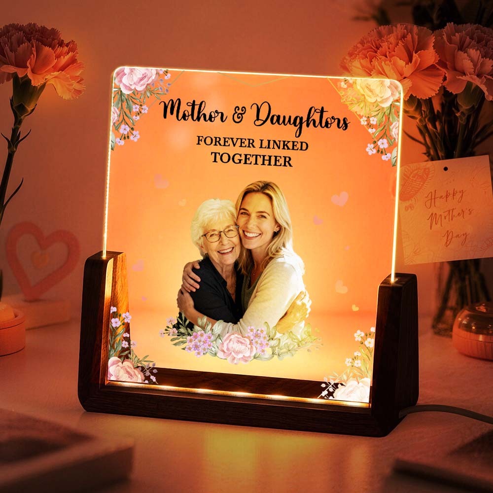 Custom Photo Acrylic LED Night Light – Personalized Mother's Day Gift for Mom