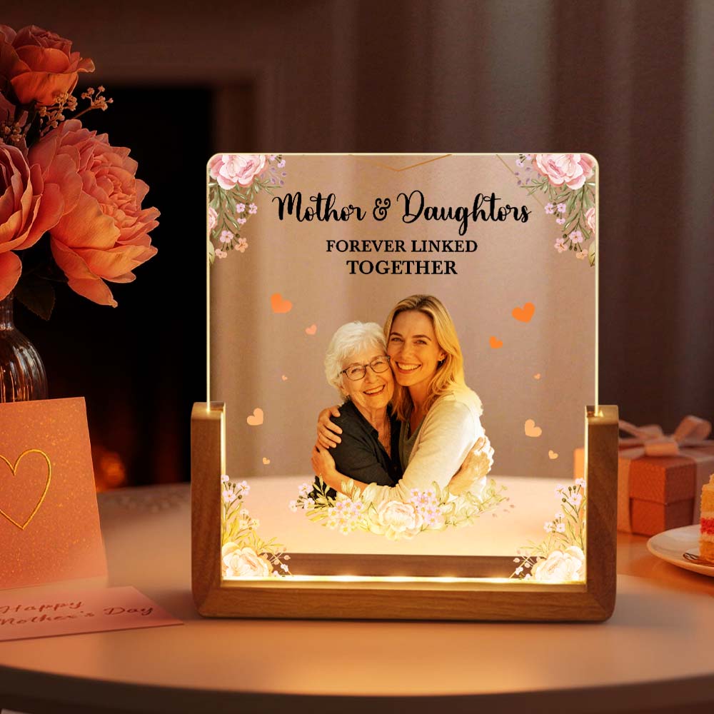 Custom Photo Acrylic LED Night Light – Personalized Mother's Day Gift for Mom