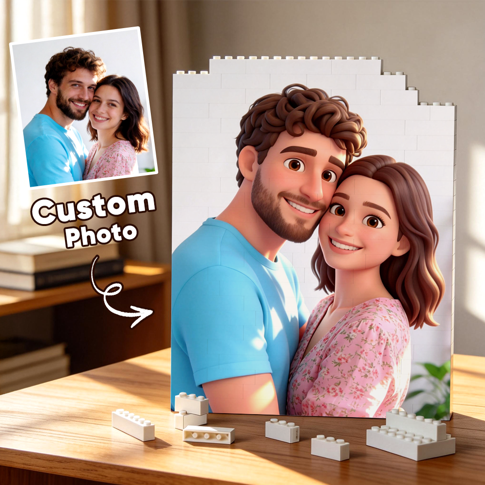 Custom Photo Brick Puzzle Frame – Build Your Love, A Romantic Couple Gift for Valentine’s Day & Anniversaries