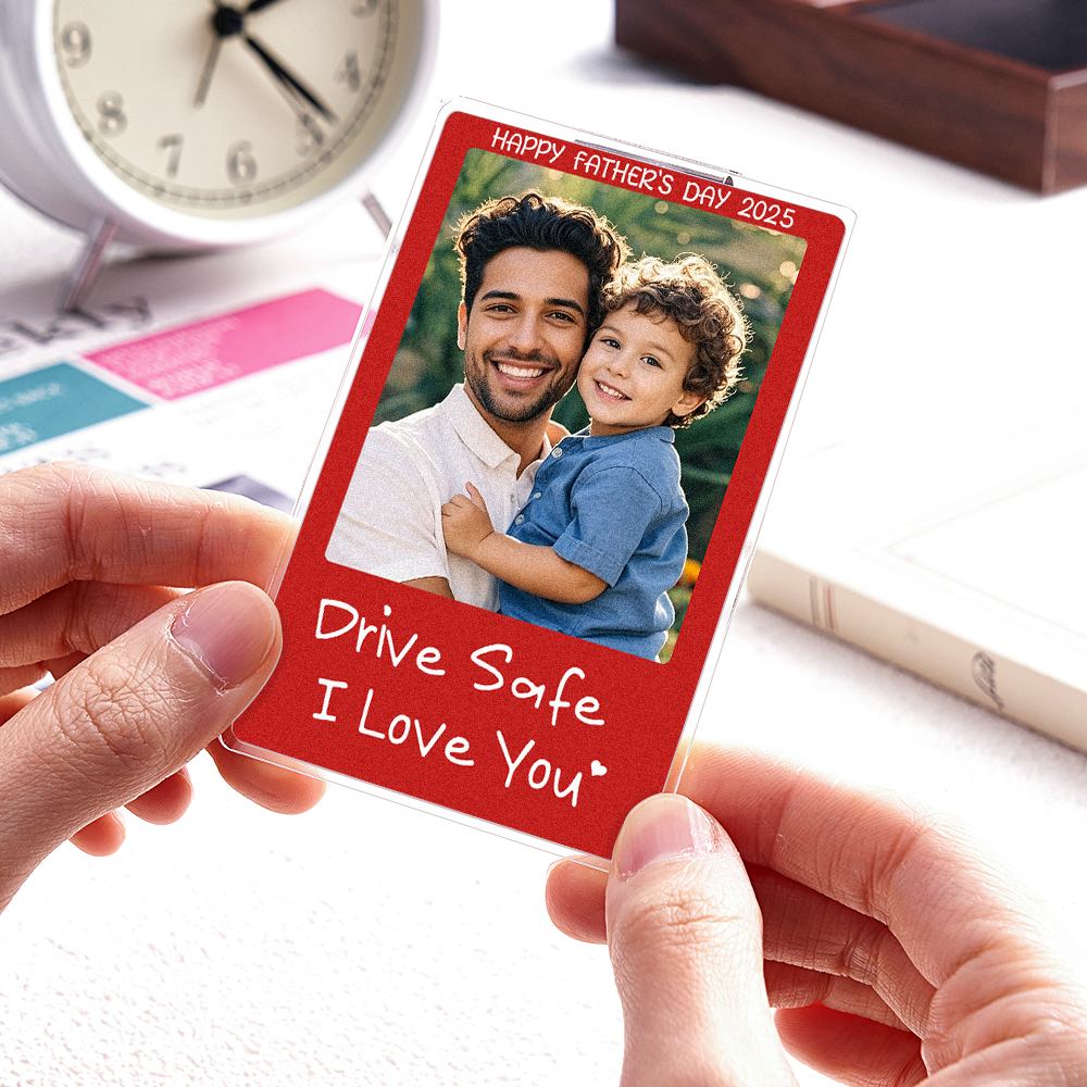 Car Visor Clip with Your Photo - Custom Visor Clip Drive Safe I love you Design - Car Accessories Gifts - CustWit