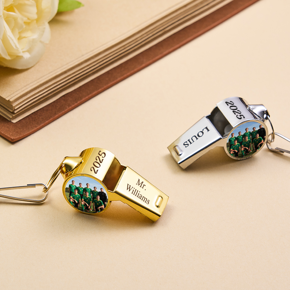 Custom Photo & Logo Whistle Personalized Gift for Coaches, Teachers & Loved Ones