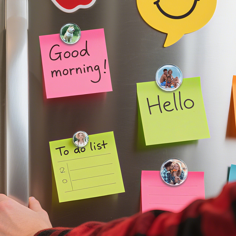 Personalized Round Glass Magnets Custom Photo Fridge Magnets Gift For Family Lovers - CustWit