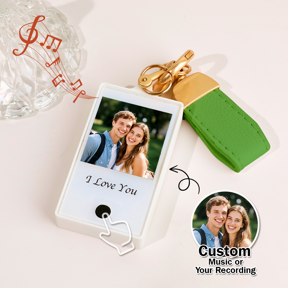 Custom Keychain With Photo and Text – Meaningful Gift with Your Personalized Music or Recording For Dad, Mom, Family, Friends