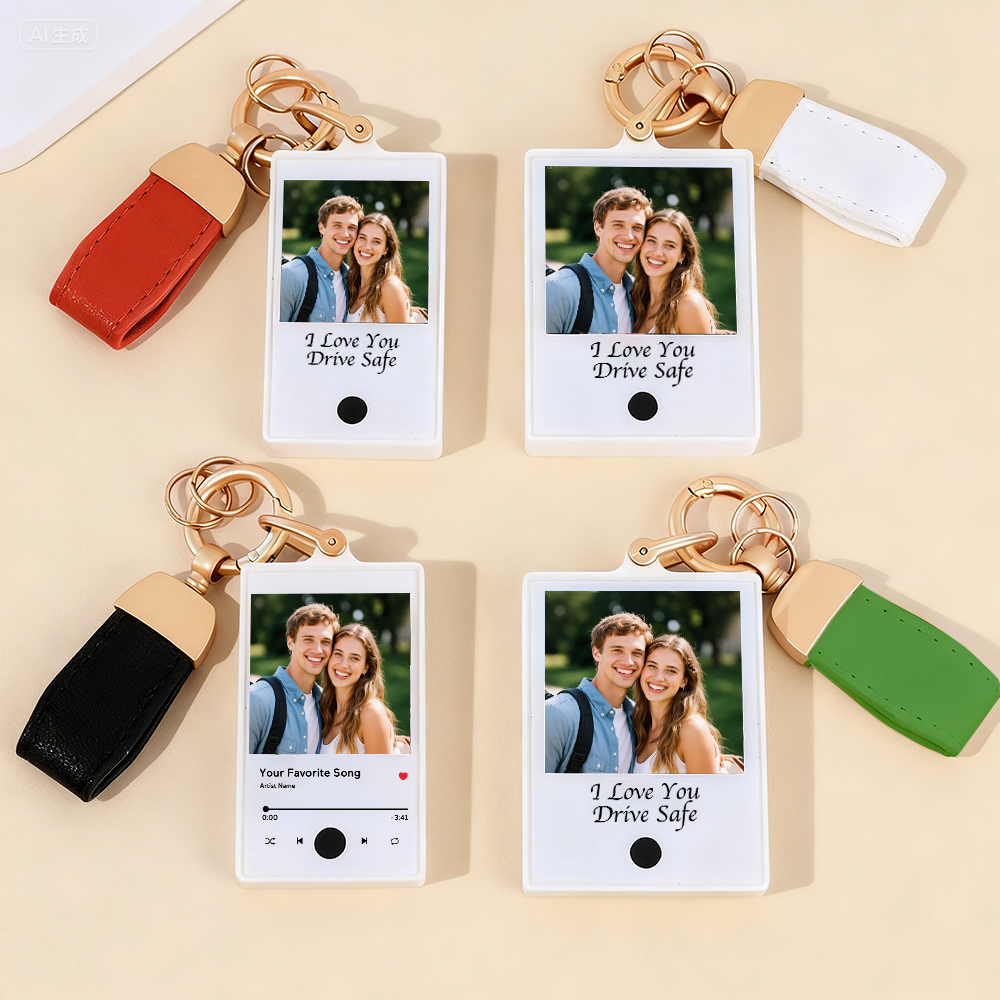 Custom Keychain With Photo and Text – Meaningful Gift with Your Personalized Music or Recording For Dad, Mom, Family, Friends