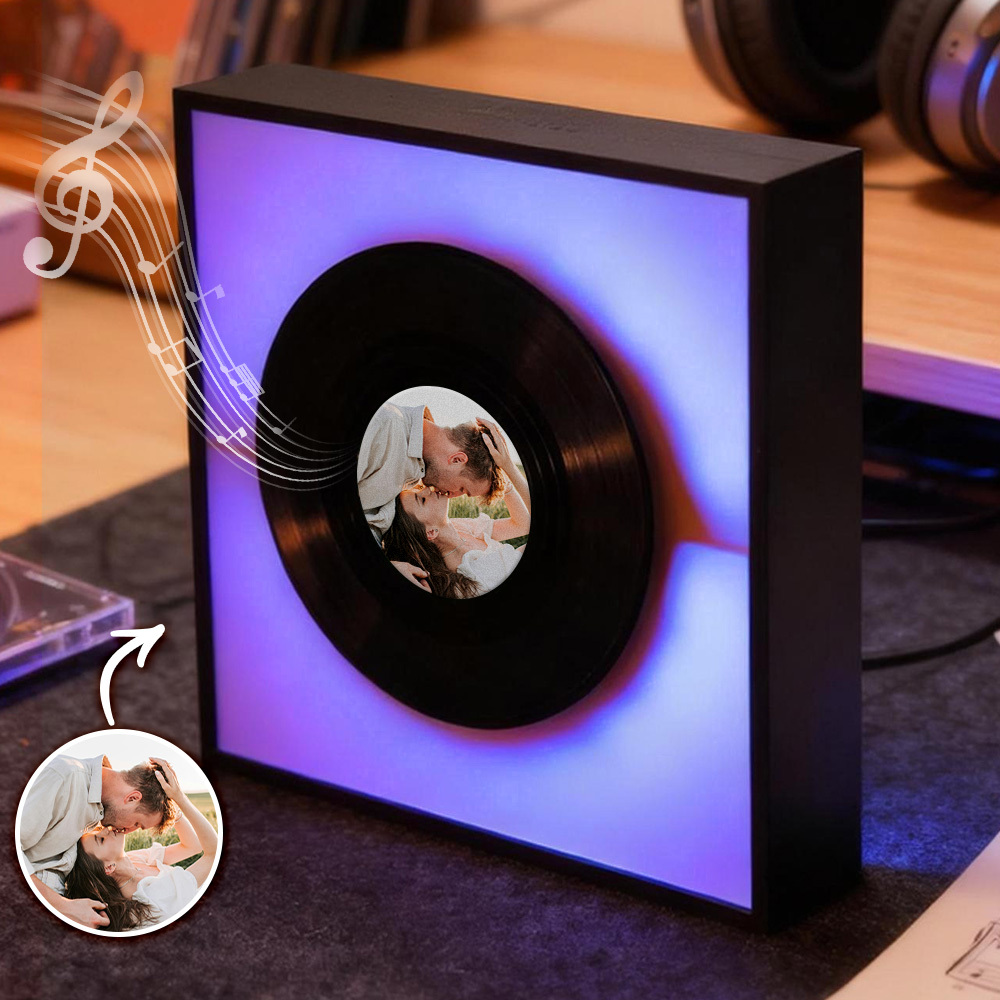 Custom NFC Vinyl Record Decoration Personalized Photo & Song Night Light Unique Gift for Couples