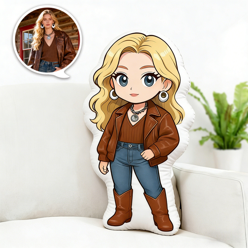 Custom Photo Chibi Cartoon Pillow Personalized Cute Character Cushion, Adorable Gift for Kids & Loved Ones