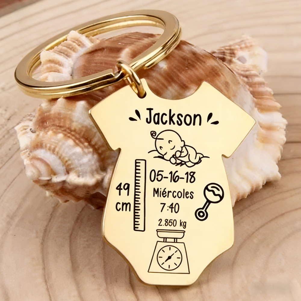 Custom Baby Keychain, Newborn Baby Jewelry, Siamese Gift for New Parents, First Birthday for Mom, Dad, and Kids