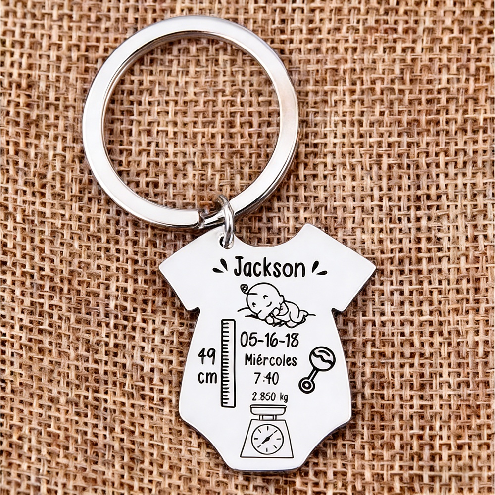 Custom Baby Keychain, Newborn Baby Jewelry, Siamese Gift for New Parents, First Birthday for Mom, Dad, and Kids