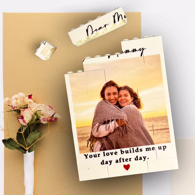 Personalized Mothers Day Brick Photo Puzzle Custom Dear Mummy Building Blocks Heartfelt Photo Bricks Gift for Mom Unique Desktop Keepsake Decor