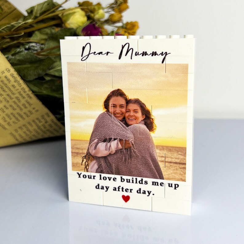 Personalized Mothers Day Brick Photo Puzzle Custom Dear Mummy Building Blocks Heartfelt Photo Bricks Gift for Mom Unique Desktop Keepsake Decor
