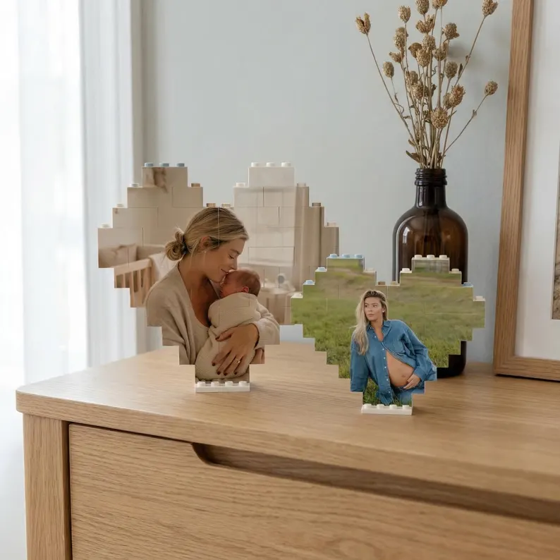 Custom Mother's Day Photo Building Block Heart Shape Building Block Wedding Anniversary Gift Gifts for Him Gifts for Her