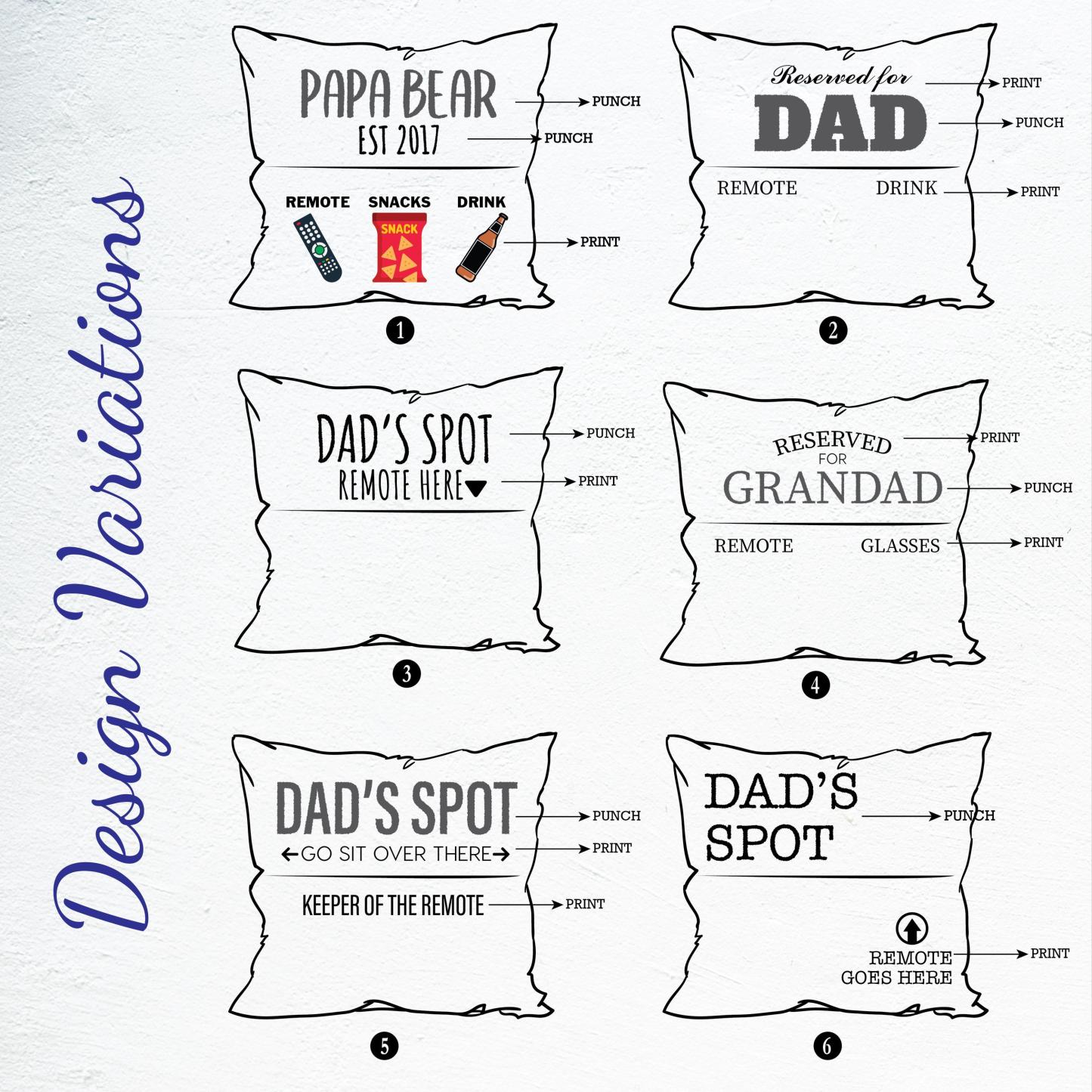 Personalized Grandpa Pocket Punch Needle Pillow, Fathers Day Embroidered Gift, Grandpa Cushion, Gift for Dad, Custom Throw Pillow
