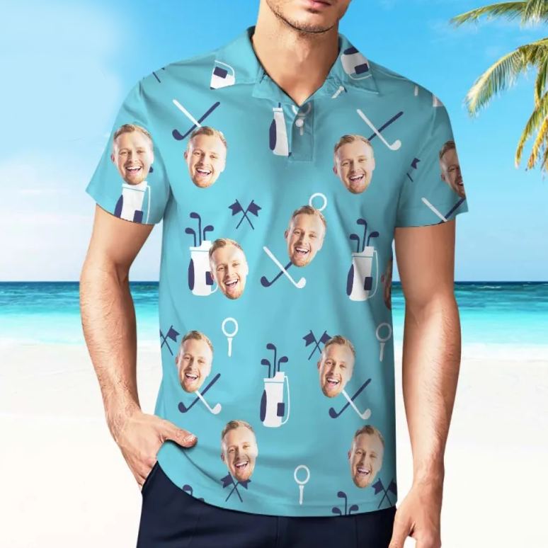 Custom Men's Face Polo Shirt Golf Polo Shirts For Him Golf Clubs
