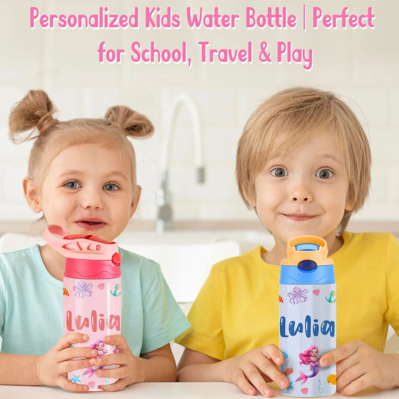 Custom Name Printed Kids Cute Water Bottle - Personalized Back To School Gifts For Kids - CustWit