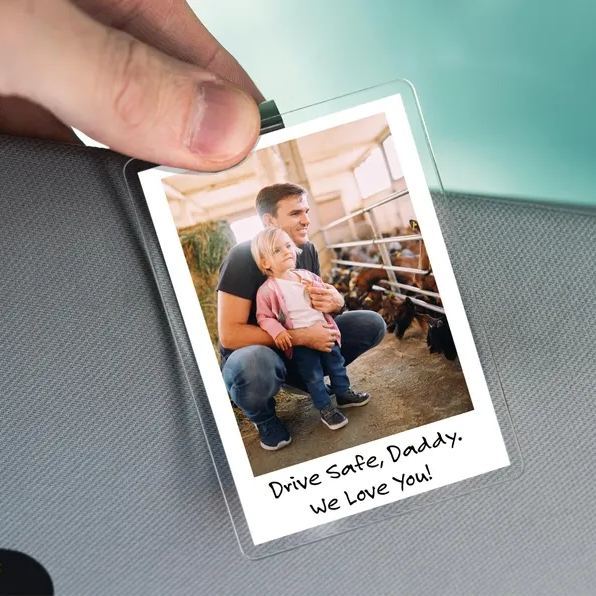 Father's Day Gifts - Drive safe I Love You - Photo Car Visor Clip, Personalized Photo Car Decoration, Polaroid Photo for Car, Gifts for dad, Presents for fathers, Gifts for your father, Gift items for dad, Gift for him - Personalized Photo Car Visor Clip - CustWit