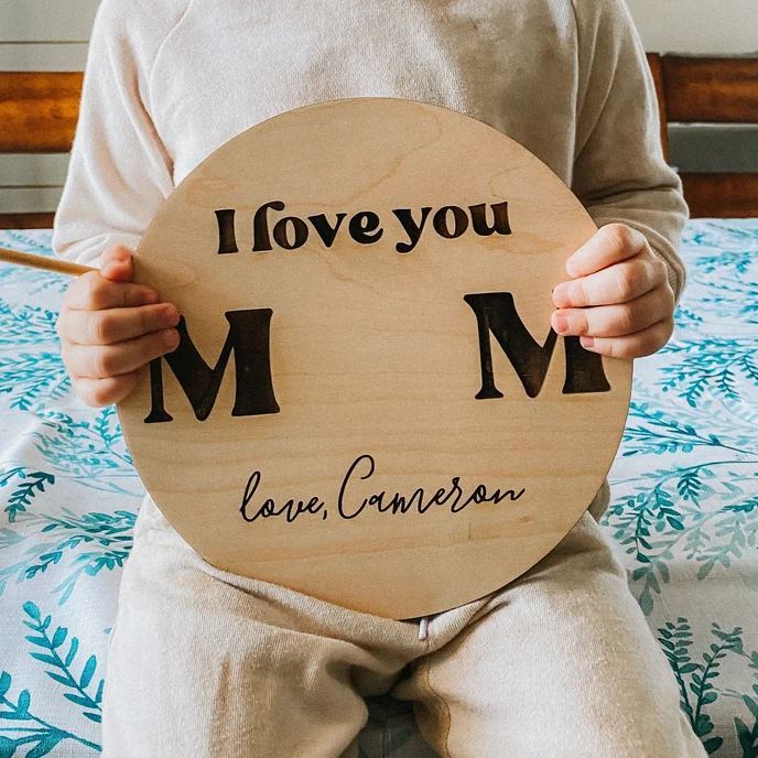 Personalized DIY Handprint 'I Love You Mom' Wood Craft
