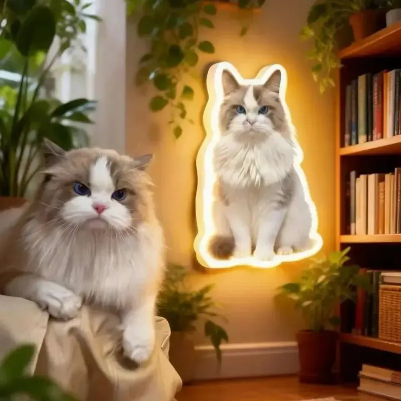 Personalized Cat & Dog Motion Sensor Wall Lamp Custom Pet Photo Night Light for Pet Lover