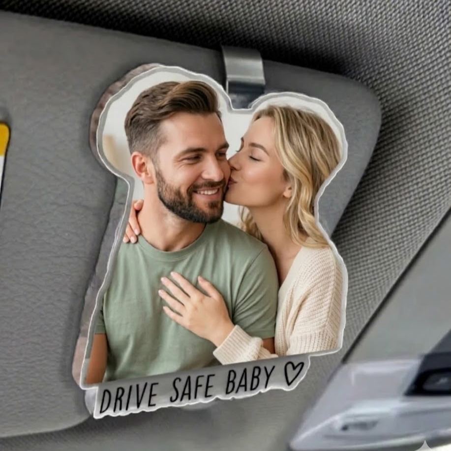 Personalized Photo Car Visor Clip Gift For BoyFriend Custom Photo Car Sun Visor Clip With Text Drive Safe Baby Gift