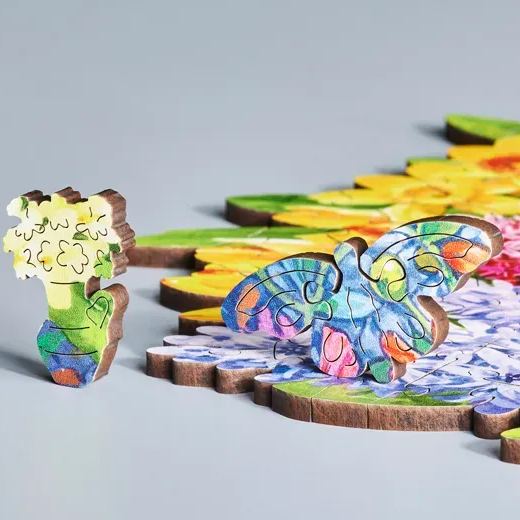 Unique Shaped Floral Mother's Day Jigsaw Puzzle Happy Mother's Day Bouquet Cut-out Puzzle Artistic Flower Vase Desktop Decor Gift for Mom360x250mm (14.2x9.8in)