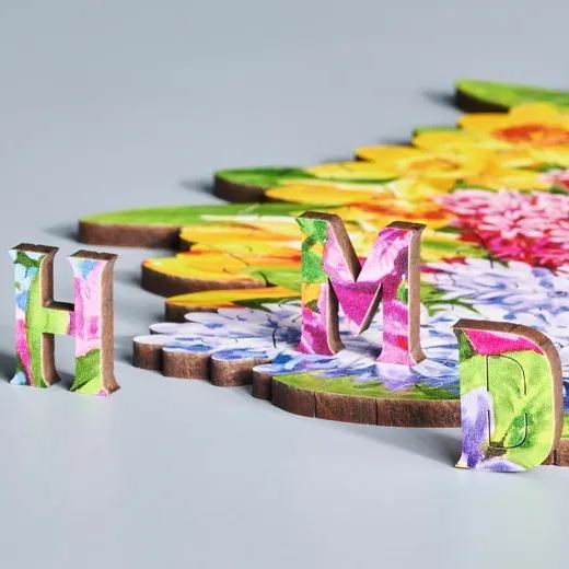 Unique Shaped Floral Mother's Day Jigsaw Puzzle Happy Mother's Day Bouquet Cut-out Puzzle Artistic Flower Vase Desktop Decor Gift for Mom360x250mm (14.2x9.8in)