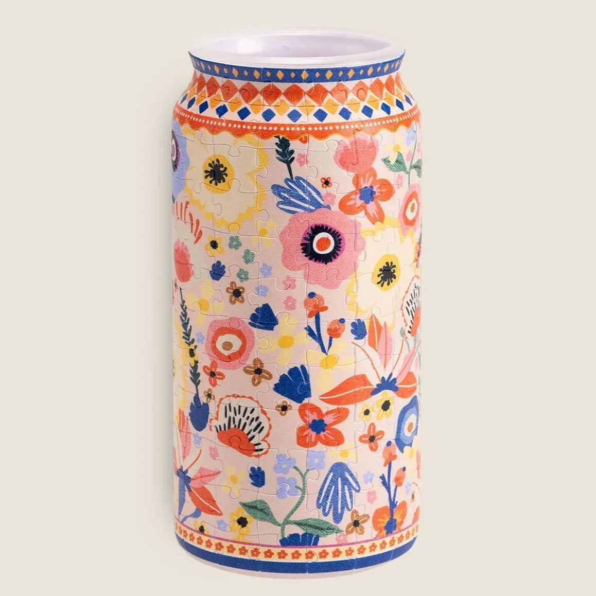 3D Jigsaw Puzzle Vase with Lid  Cylindrical Plastic Puzzle Jar Interlocking Piece Technology Water-Resistant Glue-Free Collectible Desktop Storage Box