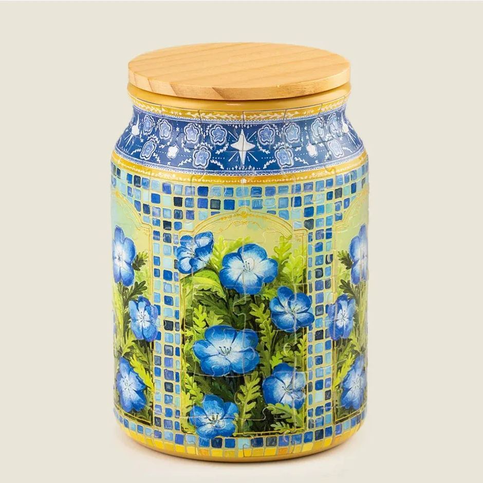 3D Jigsaw Puzzle Vase with Lid  Cylindrical Plastic Puzzle Jar Interlocking Piece Technology Water-Resistant Glue-Free Collectible Desktop Storage Box