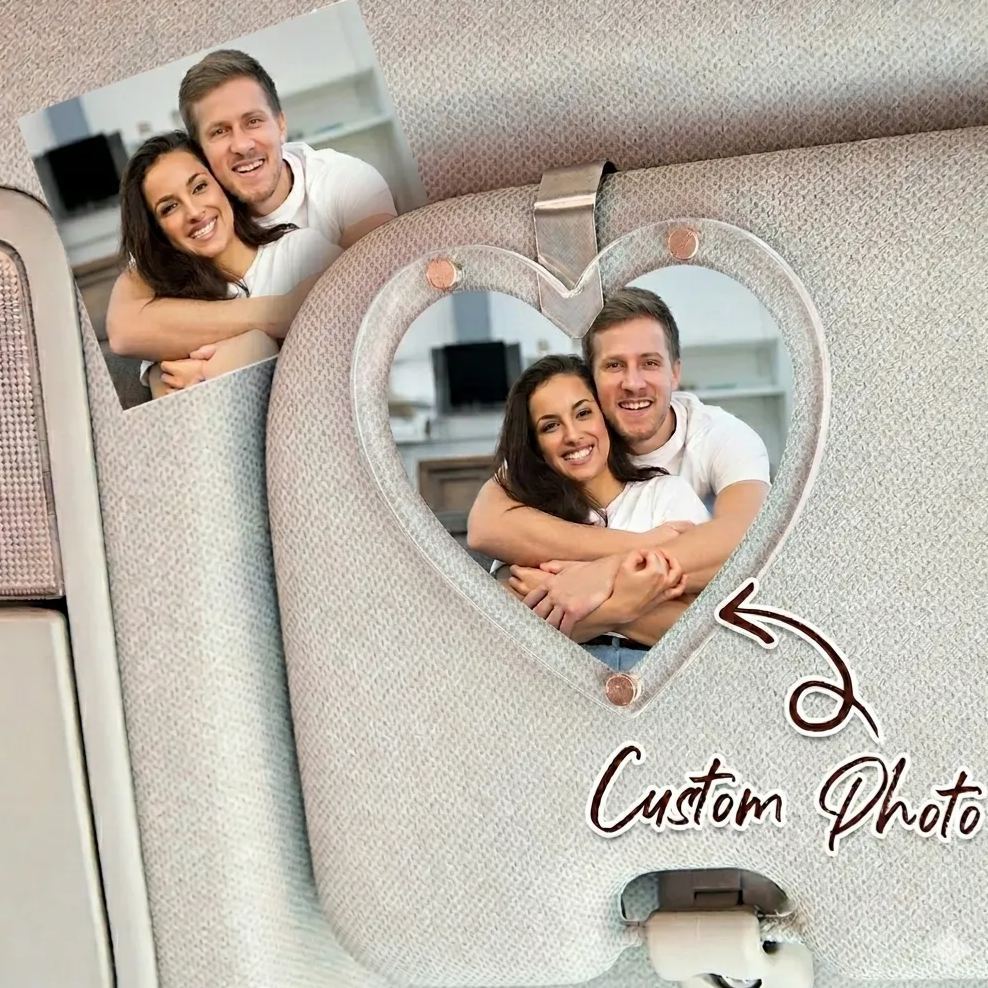 Personalized Car Photo Holder – Custom Sun Visor Clip | Couple Gift Mother's Or Father's Day Gift