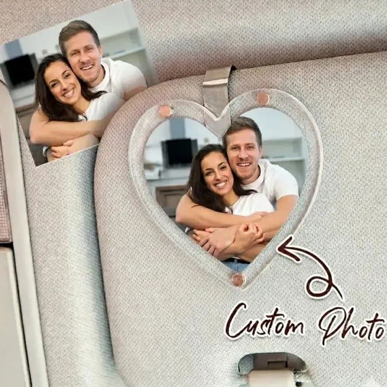 Personalized Car Heart Photo Clip – Custom Sun Holder | Couple Gift Mother's Or Father's Day Gift