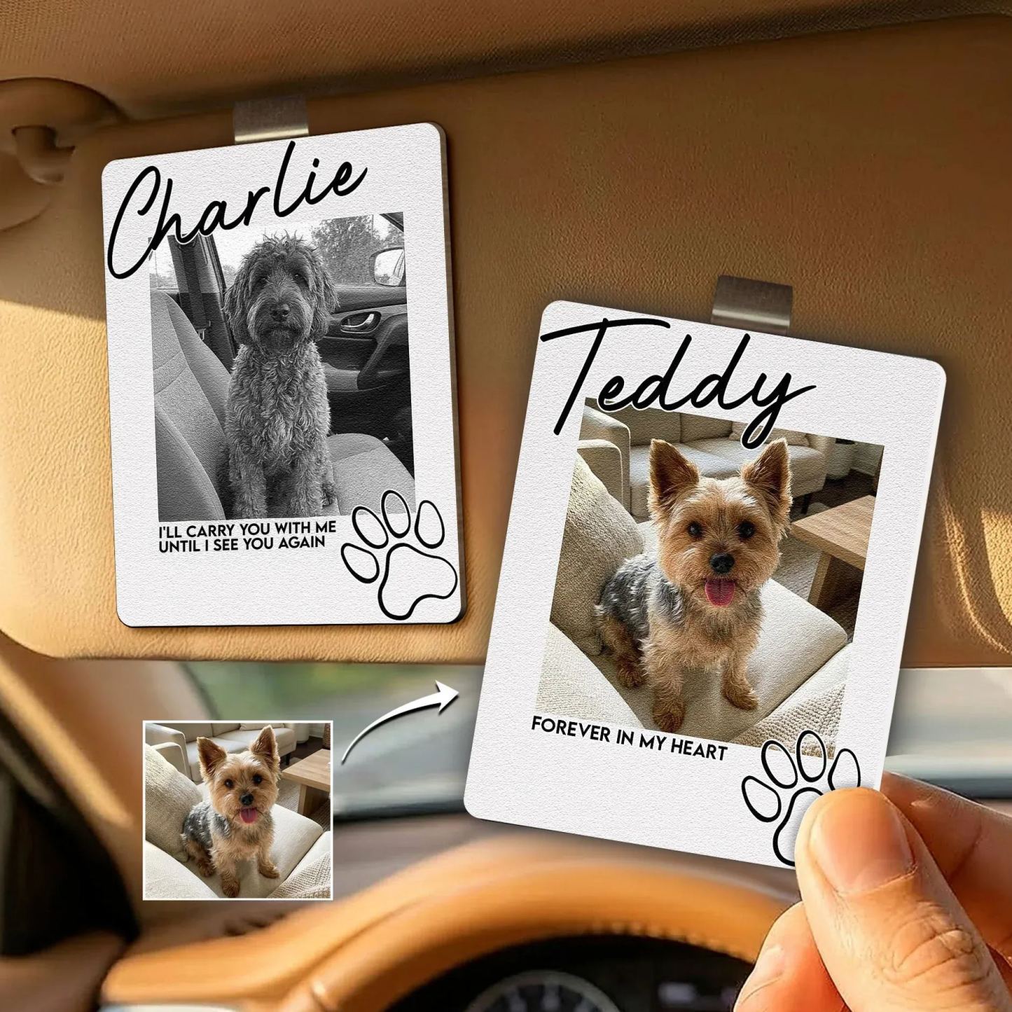 Personalized Pet Photo Visor Clip I'll Carry You With Me Until I See You Again