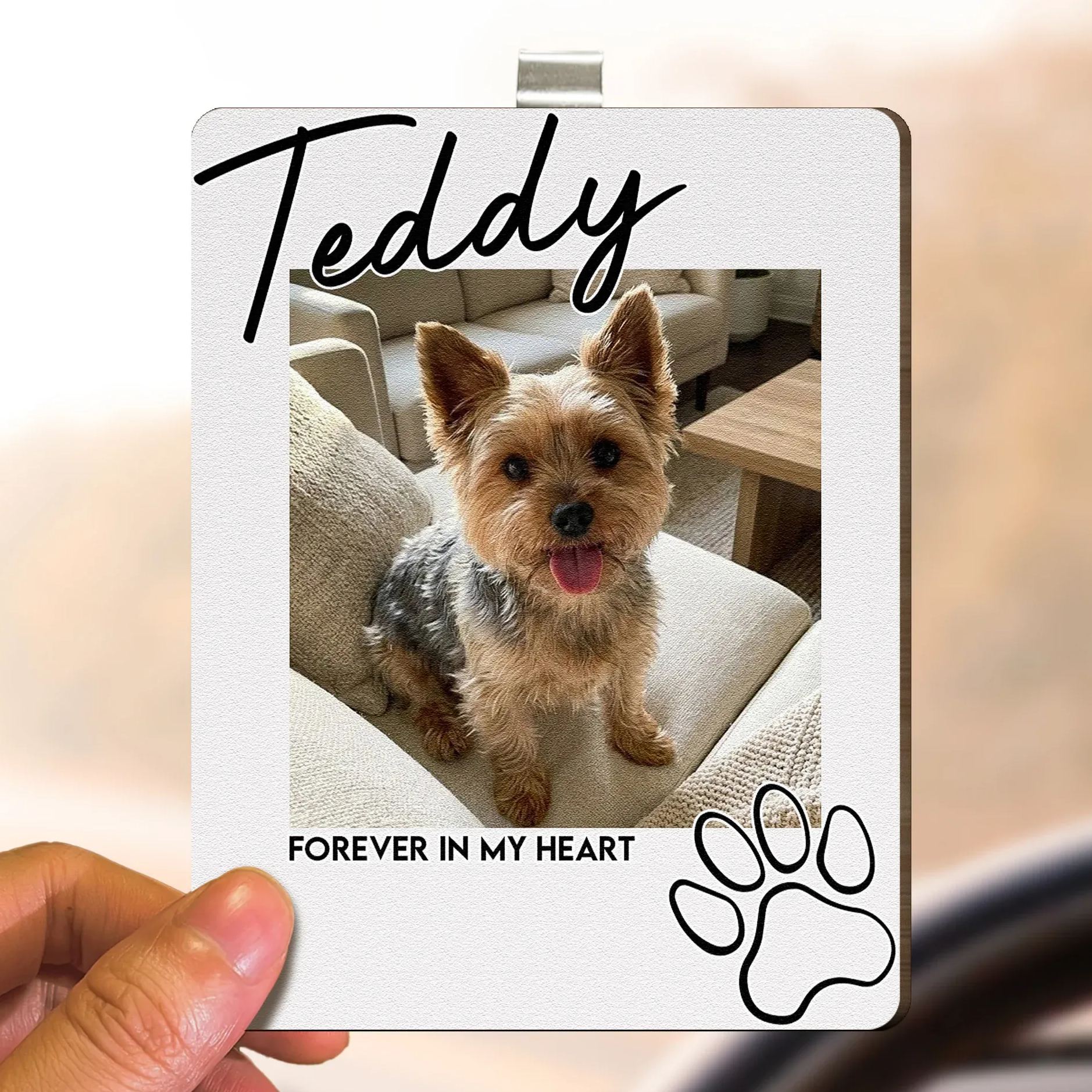 Personalized Pet Photo Visor Clip I'll Carry You With Me Until I See You Again