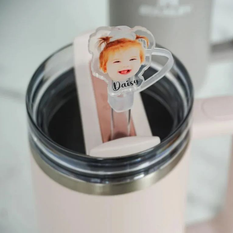 Personalized Face Name Straw Topper Custom Photo Acrylic Straw Cap for Straws Unique Gift Idea for Tumbler Lovers