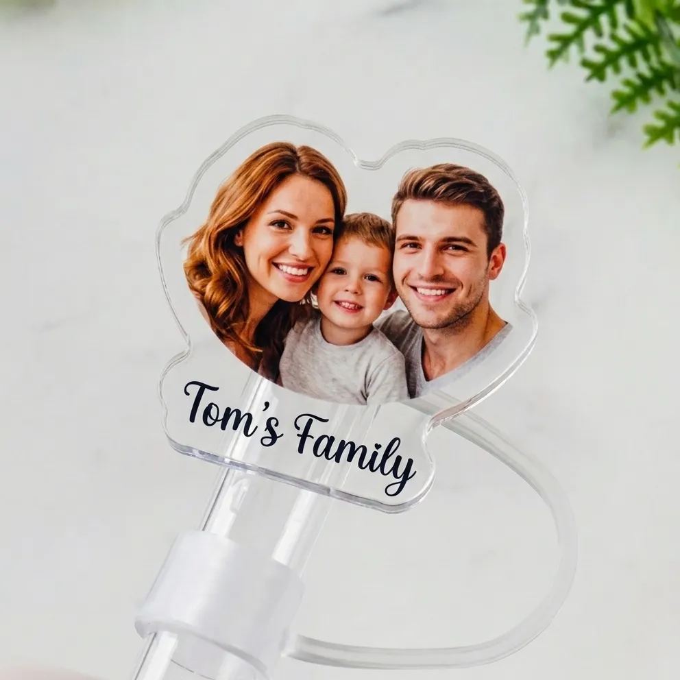 Personalized Face Name Straw Topper Custom Photo Acrylic Straw Cap for Straws Unique Gift Idea for Tumbler Lovers